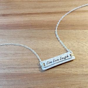 Silver-tone “Live Love Laugh” Necklace with Gold-tone accents